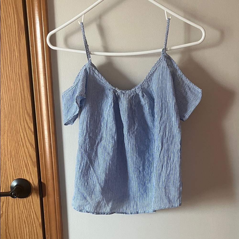 Blue Striped  Cold Shoulder Stich Fix  XS